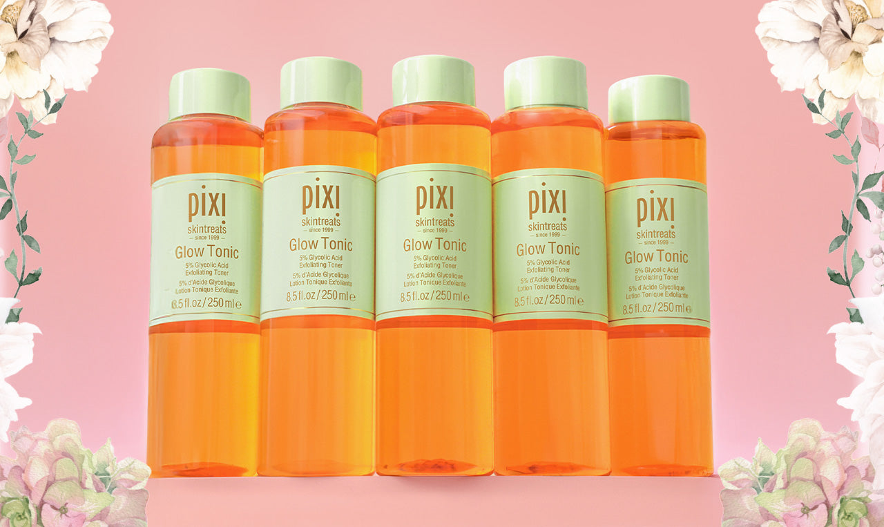 Glow Tonic on a pink background